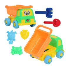 Caminhão Basculante Infantil Colorido Com Acessórios Praia - Pica Pau