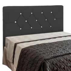 Cabeceira França para Cama Box Casal 140 cm material sintético Preto 5