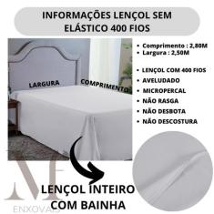 Lençol King Box 400 Fios Sem Elástico e Fronha Hotel Pousada Barato - 