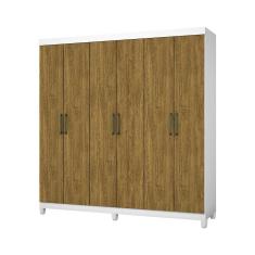 Guarda Roupa R22 6 Portas 2 Gavetas Sem Espelho Com Pés Carioca Móveis - Branco Cinamomo