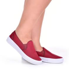 Tênis Wayke Casual Slip On Calce Fácil Feminino Adulto, Bordô, 38