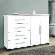 Comoda com 4 gavetas e 2 portas Bali Branco - Móveis Primus