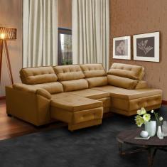 Sofá Retrátil Reclinável de Canto Chaise 250 x 150 Cm Luiza Suede - Só