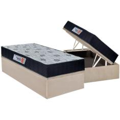 Cama Box Baú Solteiro: Colchão Ortopédico Orthoflex Foggia Sogni Unic Face + Base Crc Suede Clean(88x188)
