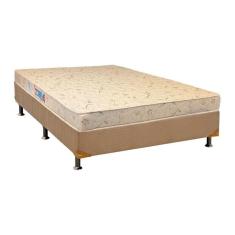 Cama Box C/Auxiliar Casal: Colchão Espuma Luckspuma D26 Serene + Base Crc Suede Clean(138X188)