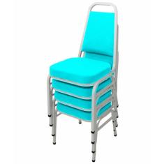 Kit com 4 Cadeiras Empilháveis Linha Hotel Plus Verde