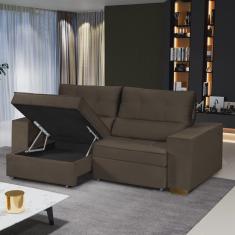 Sofá Baú Retrátil e Reclinável 4 Lugares 220cm Veludo La Plata Yescasa