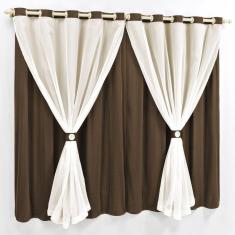 Cortina 2 Mts Sala Quarto Malha Com Voal Trilho Comum Baratissima Tabaco