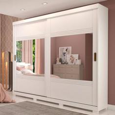 Guarda-Roupa Casal 2 Portas de Correr 4 Espelhos e Pés 243cm 100% MDF 