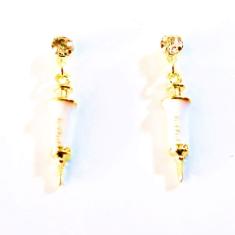 Brinco Enfermagem Seringa Delicado Folheado A Ouro 18k