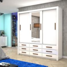 Guarda-Roupa Casal com Espelho 3 Portas de Correr Anjos - Carioca Móve