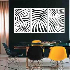 Quadro Decorativo Folhas 3mm Vazado - Mdf - Decoarts, Branco