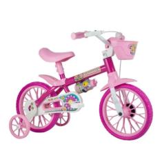 Bicicleta Infantil Aro 12 Nathor Flower Com Garrafinha Rosa