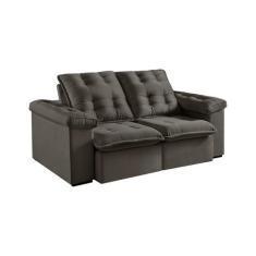 Sofá 3 Lugares Retrátil e Reclinável Itaguaí Veludo Pena Marrom - Esto