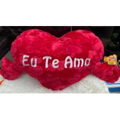 Coração De Pelúcia Com Mãos Eu Te Amo Dizeres Namorado 70cm(FE6850) - 