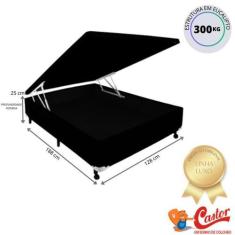 Cama Box Baú Castor Casal Viúva 128x188x41 - Maior  Resistência - Dura