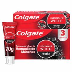 Creme Dental Colgate Luminous White Carvão Ativado - 70g 3 Unidades