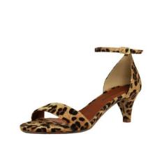 Sandália Salto Baixo Fino Luiza Sobreira Animal Print-Feminino