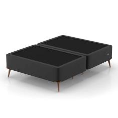 Base para cama box casal com entrada usb night (45x138x188 cm) suede preta