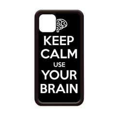 Capa Keep Calm Use Your Brain Preta para iPhone 11 Pro Max para Apple Mobile Case