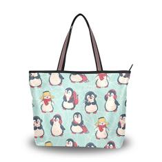 Bolsa de ombro My Daily feminina fofa Penguins Doodle bolsa grande, Multi, Large