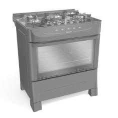 Fogão Mueller 5 Bocas Mesa de Vidro Preto Fosco - MFV5BB