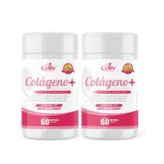 2x Colágeno Hidrolisado + Ácido Hialurônico + Coenzima Q10 + Biotina e Vitams 60 Caps Celliv