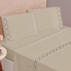 Jogo De Lençol King Isa Micropercal 300 Fios 4 Peças Cáqui