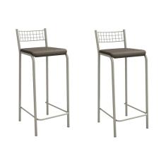 Banqueta Genova 740mm Nickel Par Nickel/Marrom