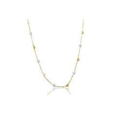 Colar Folheado Em Ouro 18K Com Pérolas De Coração