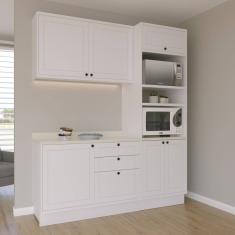 Cozinha Compacta 3 Peças 6 Portas 3 Gavetas Branco Ártico/Cinza Argila