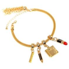 Pulseira Berloque Pedagogia Caderno Lápis Folheado 18k - Milena Folhea