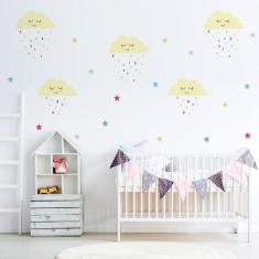 Adesivo de Parede Infantil Chuva de Amor Nuvens - Quartinhos
