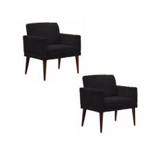 Kit 02 Poltronas Decorativas Emília Pés Palito Suede - DS Estofados, P