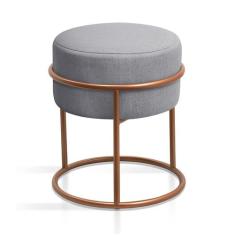 banqueta reforçada para sala pés de ferro redonda argola na cor cobre 