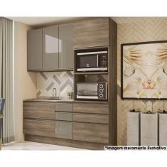 Cozinha Modulada Completa Maxxi 3 Peças (1 Armário + 1 Balcão + 1 Paneleiro) CPT55 Nogal - Kappesberg