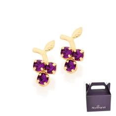 Brincos Rommanel Infantil Cacho De Uvas Com Cristais 520308, Lilás