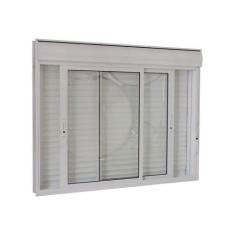 Janela Integrada Veneziana em Alumínio 120 x 120 x 12 cm 2 Folhas Bran