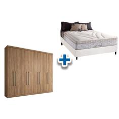 Cama Box Casal + Colchão American Herval + Guarda Roupa Master Vip 8.4 Atacama