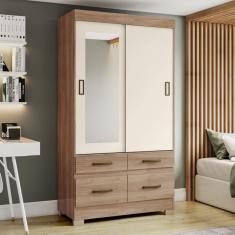 Guarda-Roupa Solteiro Marel 2 Portas 4 Gavetas com Espelho Flex Off