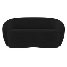 Sofá 2 Lugares Living Orgânico Sala De Estar 160cm Garbin K04 Veludo Preto - Mpozenato