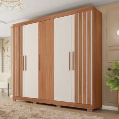 Guarda-roupa Casal 5 Portas 2 Gavetas com Ripado Sophia Espresso Móveis