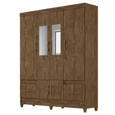 Guarda Roupa Casal Ms912 6 Portas Castanho Wood Com Espelho - Moval