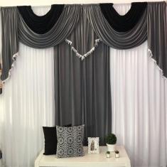 Cortina Roma Para Varão Em Malha 3,00m X 2,60m Sala Quarto - Preta