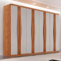 Guarda Roupa Casal Dunas com 8 Portas e 4 Gavetas MDF Moderna, Natural