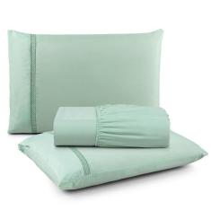 Jogo de Lençol King 3 Peças Percal 300 Fios Ponto Infinito - Linda Cas