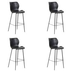 Kit 4 Banquetas Alta com Encosto para Bancada Cozinha Penha R02 PU Preto - Mpozenato