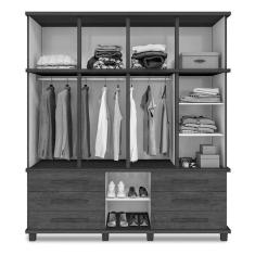 Guarda Roupa Casal Londres 4 Portas MDP Carvalho New Luapa Móveis