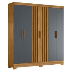 Guarda Roupa Casal 6 Portas Freijó-Cinza 2 Gavetas Mumbai MDP Moval