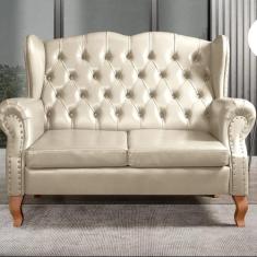 Sofá Imperador Namoradeira Chesterfield Retrô Colonial Bege - BELLA DE